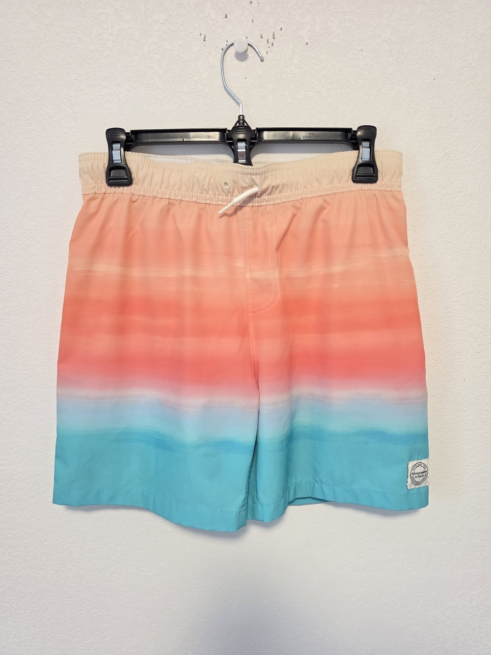 Abercrombie Kids Gradient Coral to Aqua Swim Shorts Size 11/12